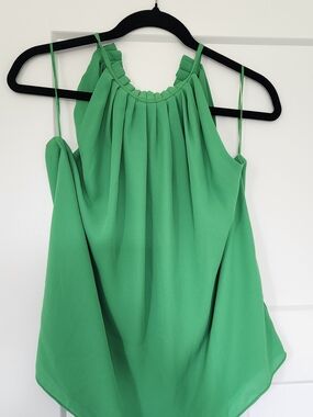 Versona Bright Green Pleated Halter Camisole